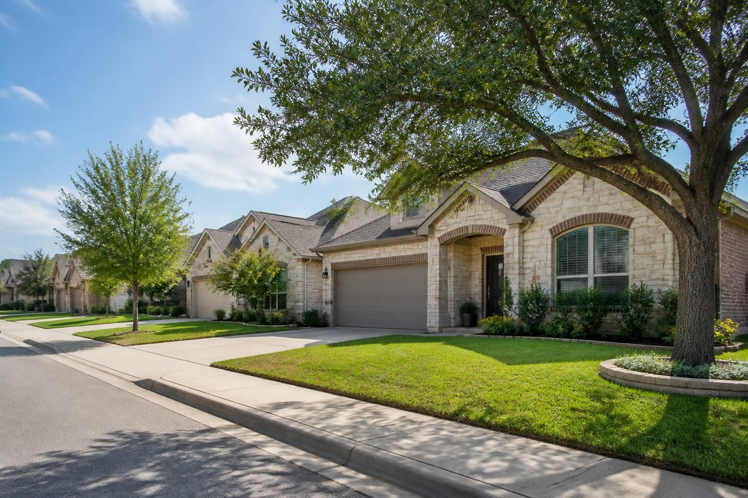 Well-kept suburban homes in Round Rock.
