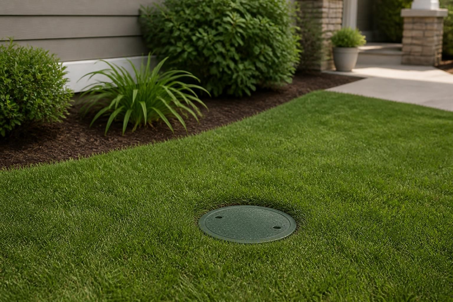 Restored yard area after sewer line repair.